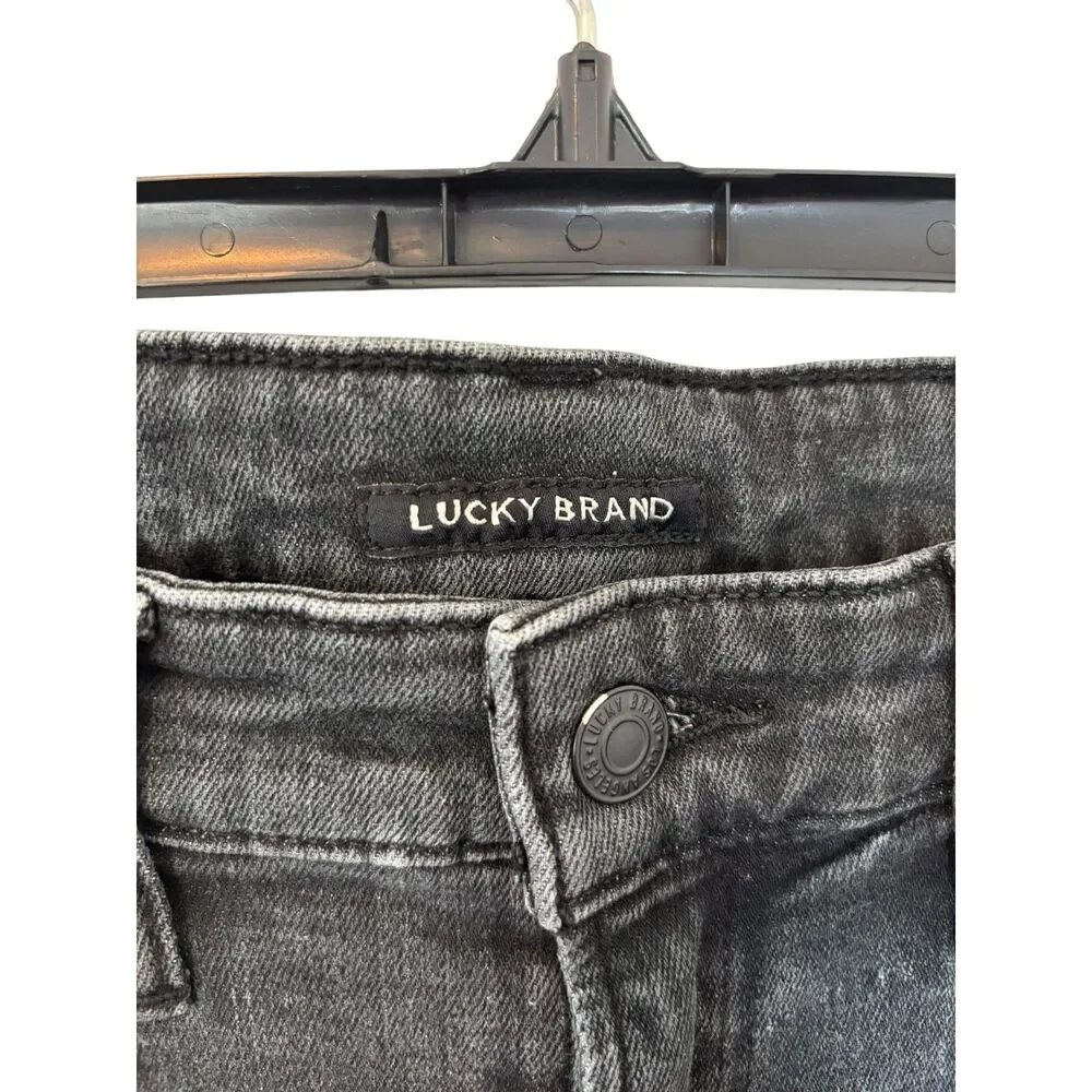 Lucky Brand 223 Straight Men's Black Dark Wash Faded Jeans 33/32 - Picture 3 of 4